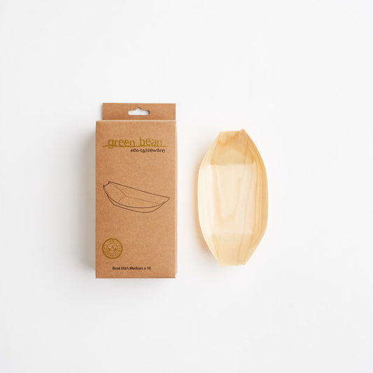 Green Bean Wooden Boat Dish Medium 25pk