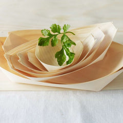 Green Bean Wooden Boat Dish Large 25pk