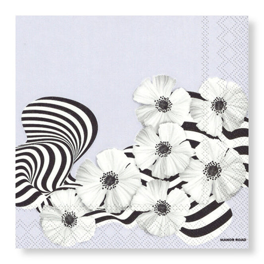 Manor Road Lilac & Stripe Poppies Cocktail Napkins