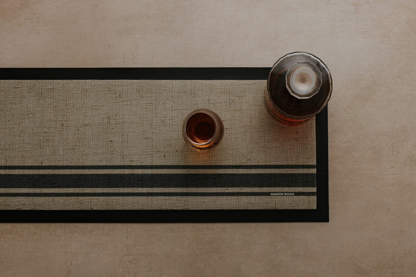 Manor Road Coffee Stripe Linen Small Bar Mat
