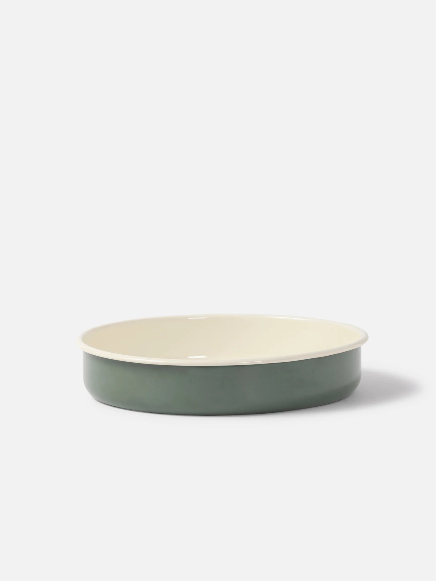 Citta Enamel Round Baking Tray Olive/Cream Large