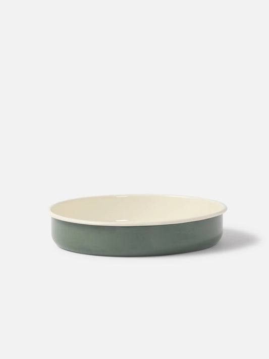 Citta Enamel Round Baking Tray Olive/Cream Large