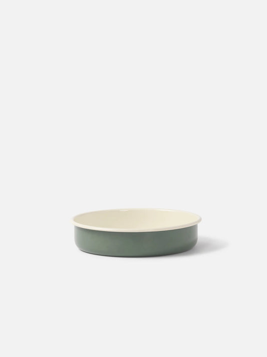 Citta Enamel Round Baking Tray Olive/Cream Small