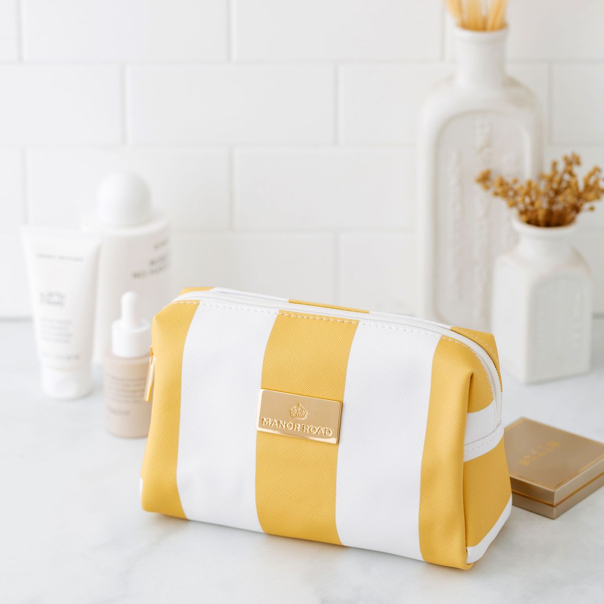 Manor Road Lemon & White Stripe Travel Bag