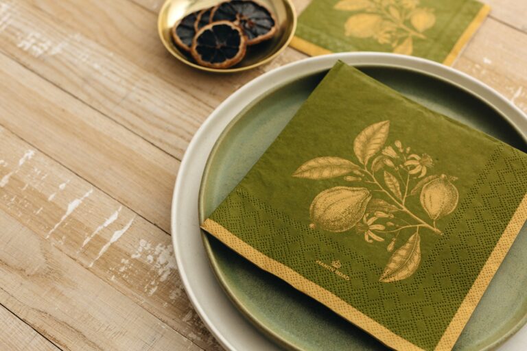 Manor Road Lemon Green Gold Cocktail Napkins