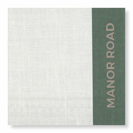 Manor Road Linen Colourblock Green Dinner Napkins