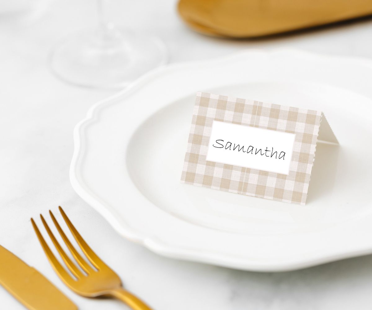 Manor Road Linen Gingham Natural Placecards