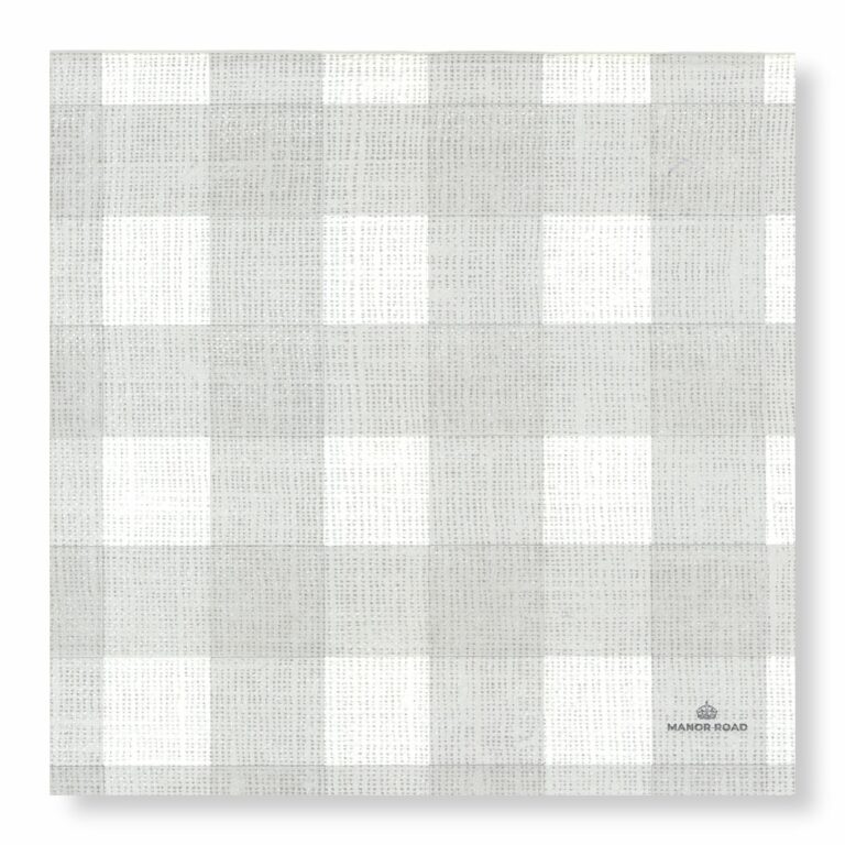 Manor Road Linen Gingham Soft Grey Dinner Napkins