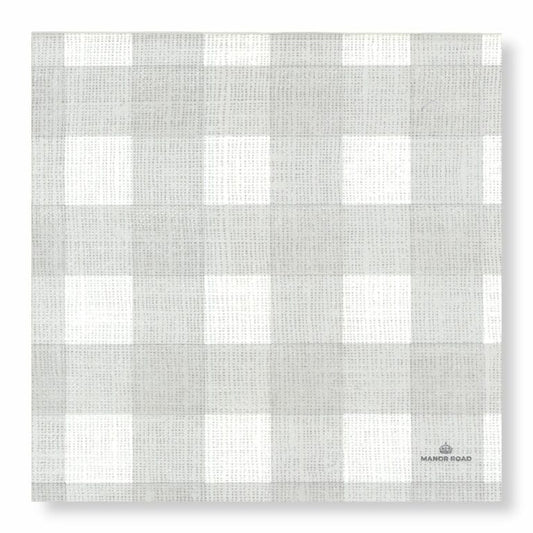Manor Road Linen Gingham Soft Grey Dinner Napkins