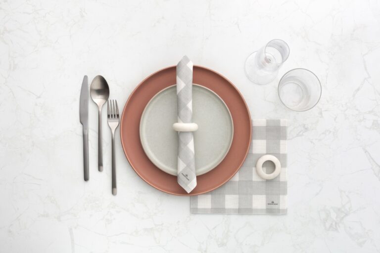 Manor Road Linen Gingham Soft Grey Dinner Napkins
