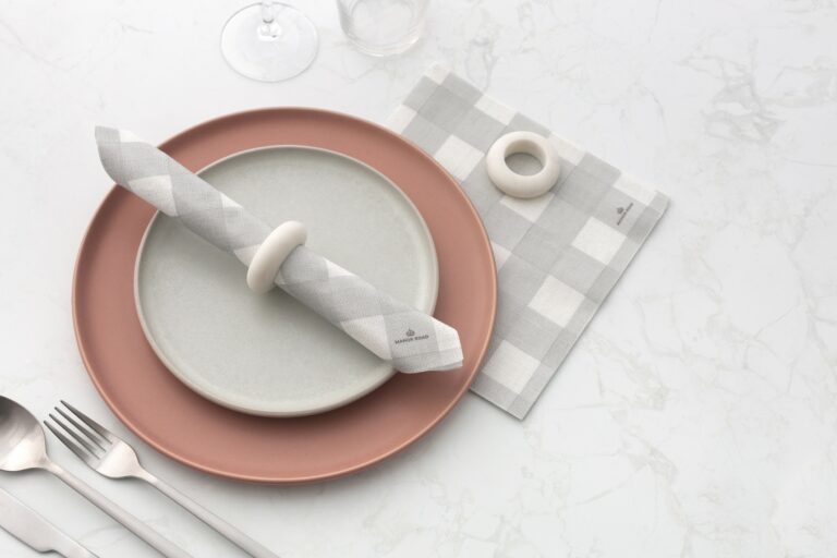 Manor Road Linen Gingham Soft Grey Dinner Napkins