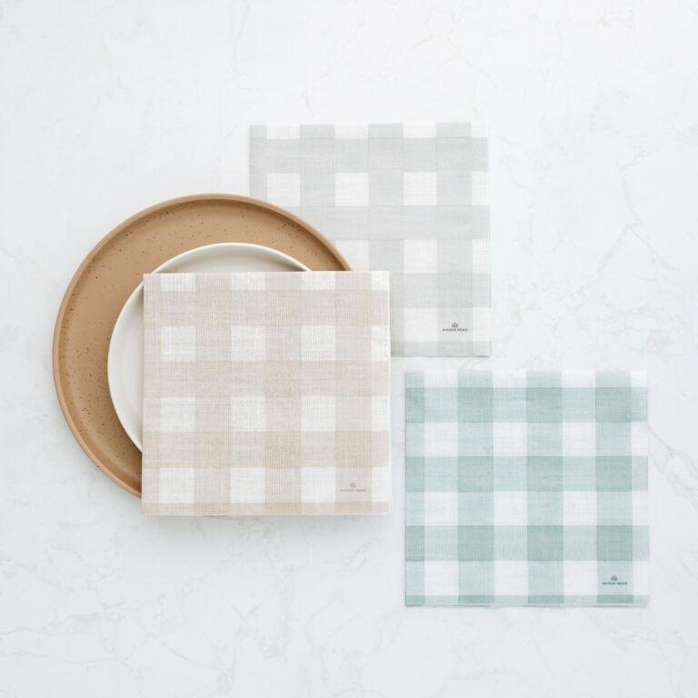 Manor Road Linen Gingham Natural Dinner Napkins