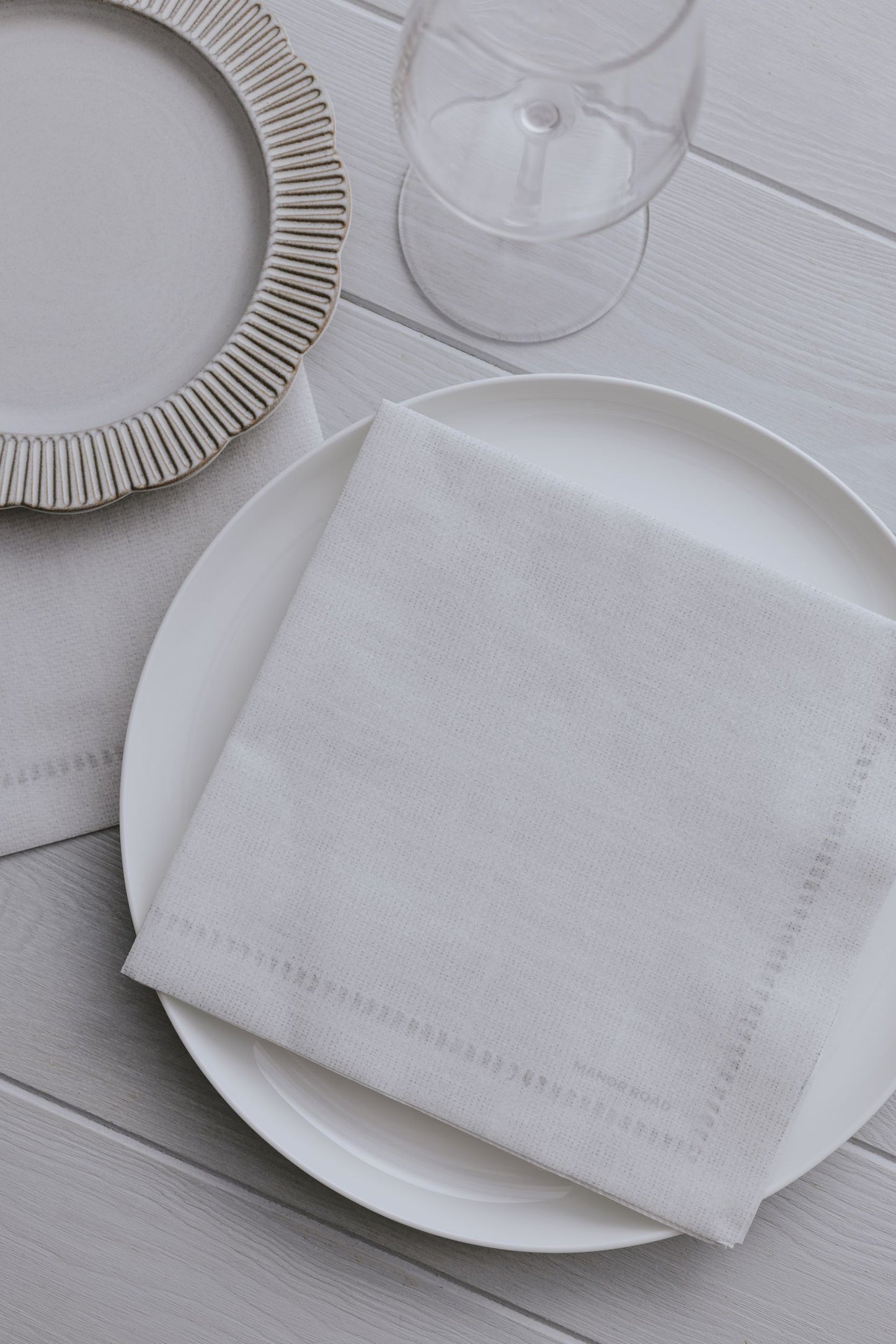 Manor Road Linen Hemstitch Natural Dinner Napkins