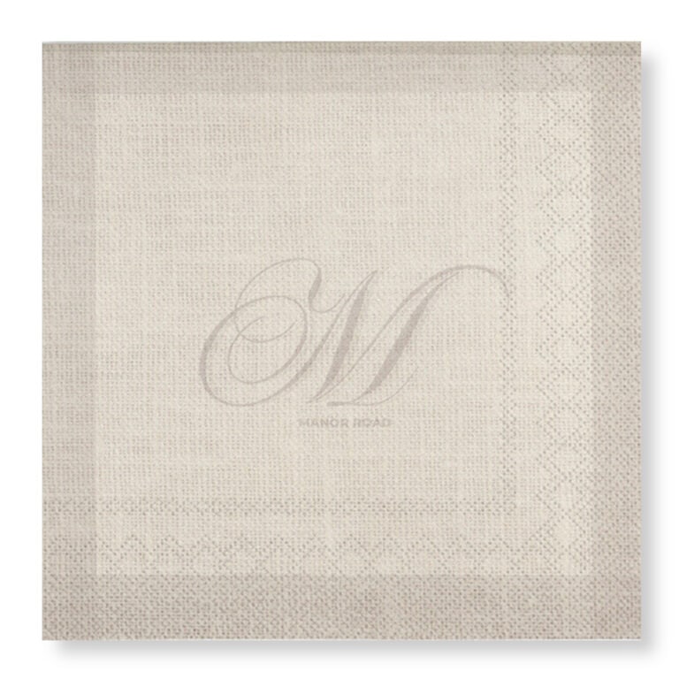 Manor Road Linen Monogram Beige Dinner Napkins