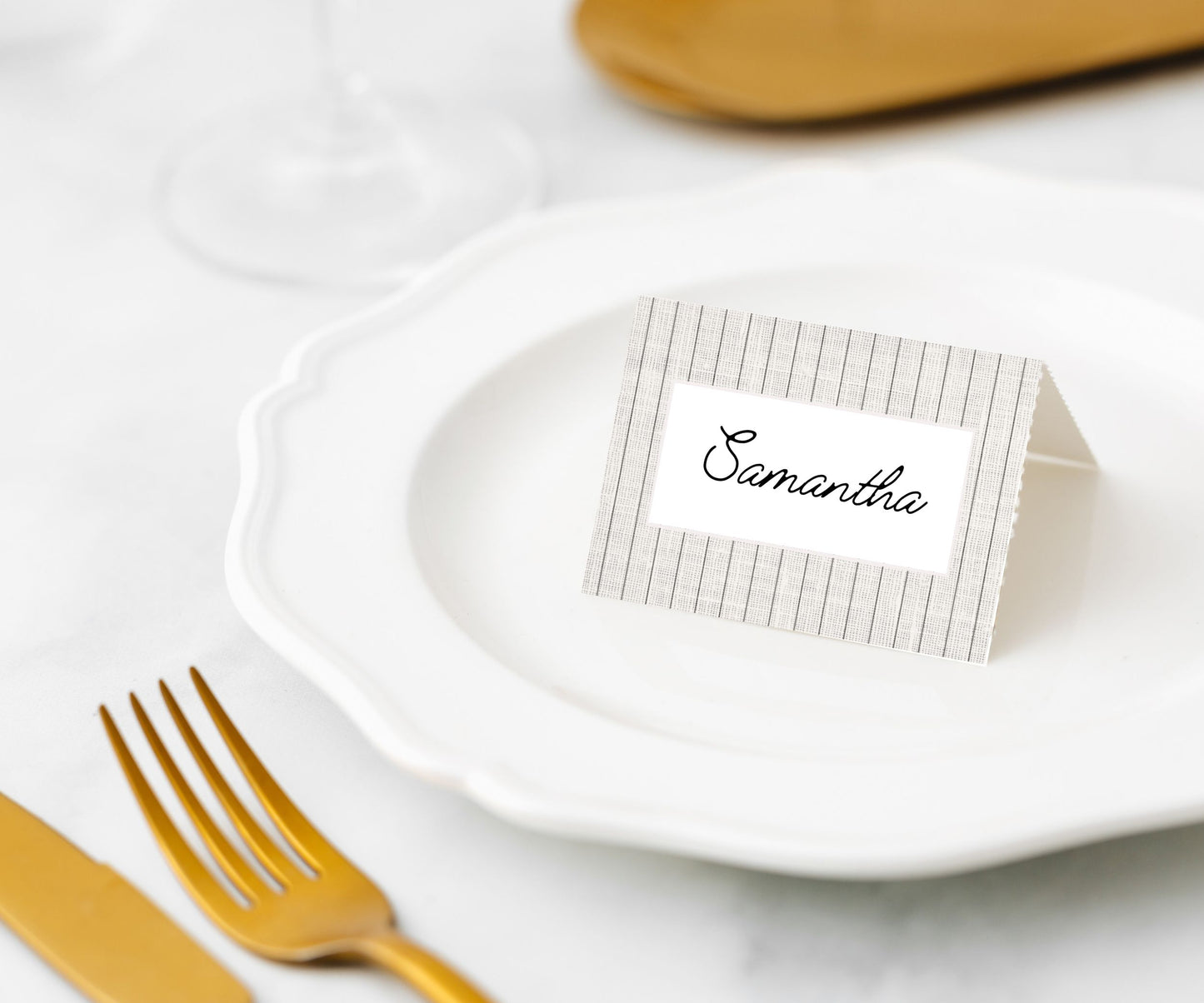 Manor Road Linen Pinstripe Placecards