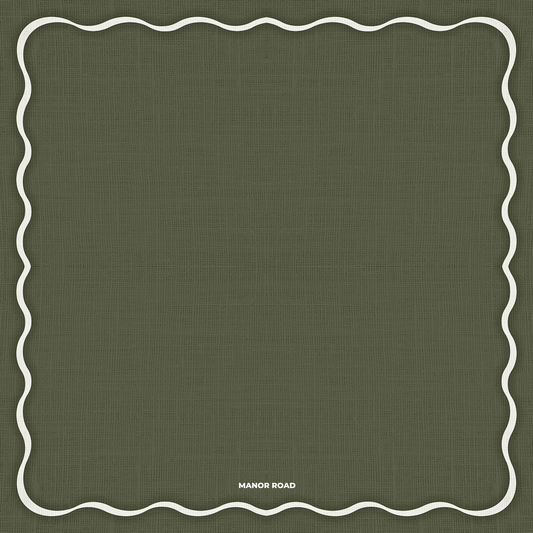 Manor Road Linen Scallop Olive & White Cheese Board Presentation Cards