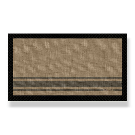 Manor Road Coffee Stripe Linen Small Bar Mat