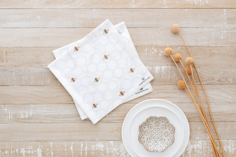 Manor Road Marbled Bee Dinner Napkins