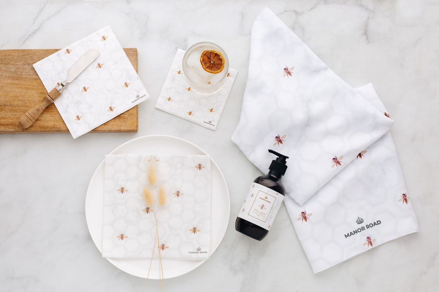 Manor Road Marbled Bee Microfiber Tea Towel