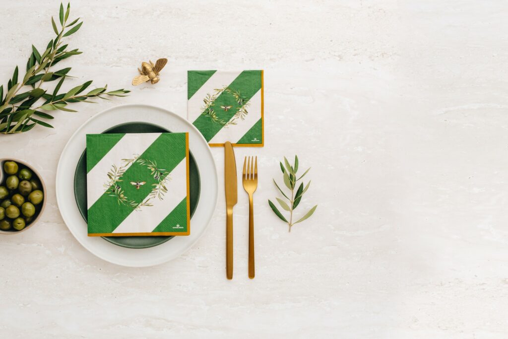 Manor Road Olive & Bee Luncheon Napkins