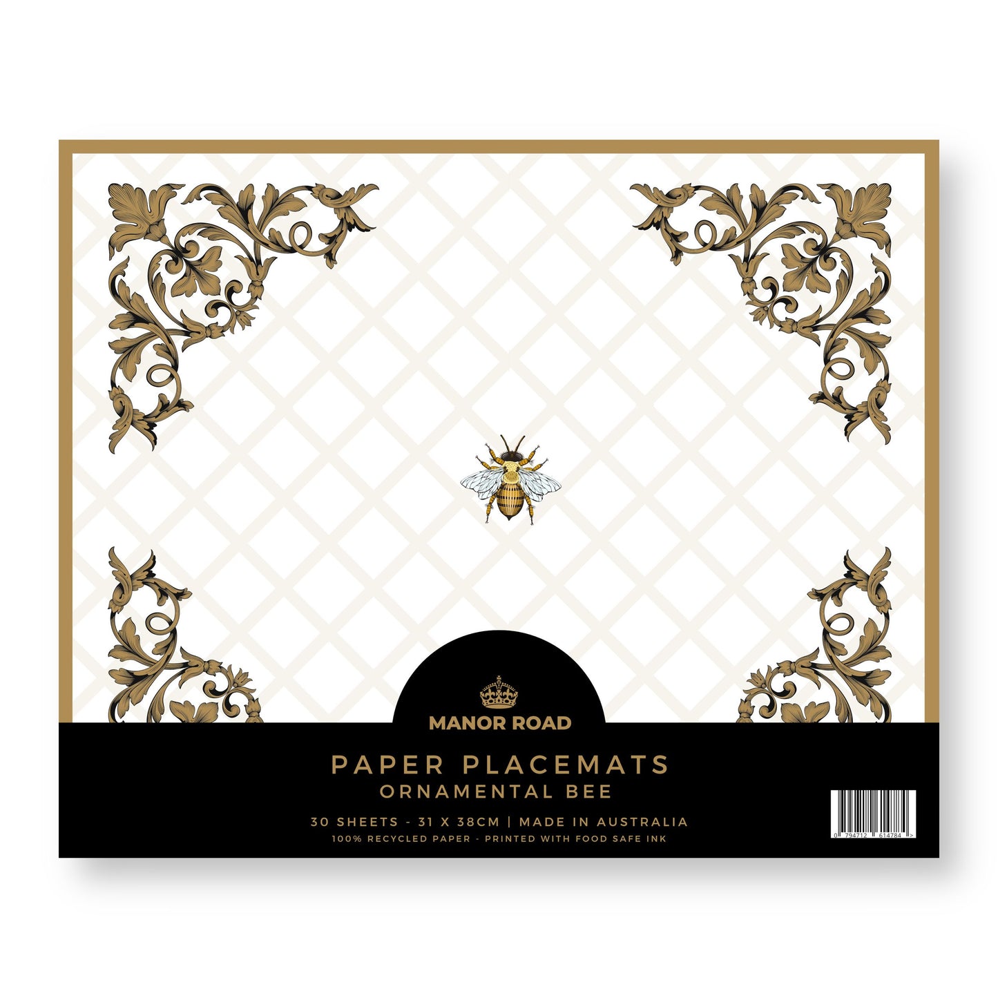 Manor Road Ornamental Bee Paper Placemat Pad