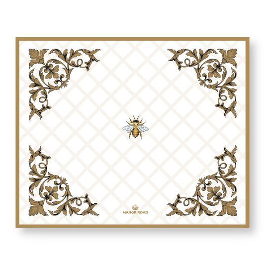 Manor Road Ornamental Bee Paper Placemat Pad