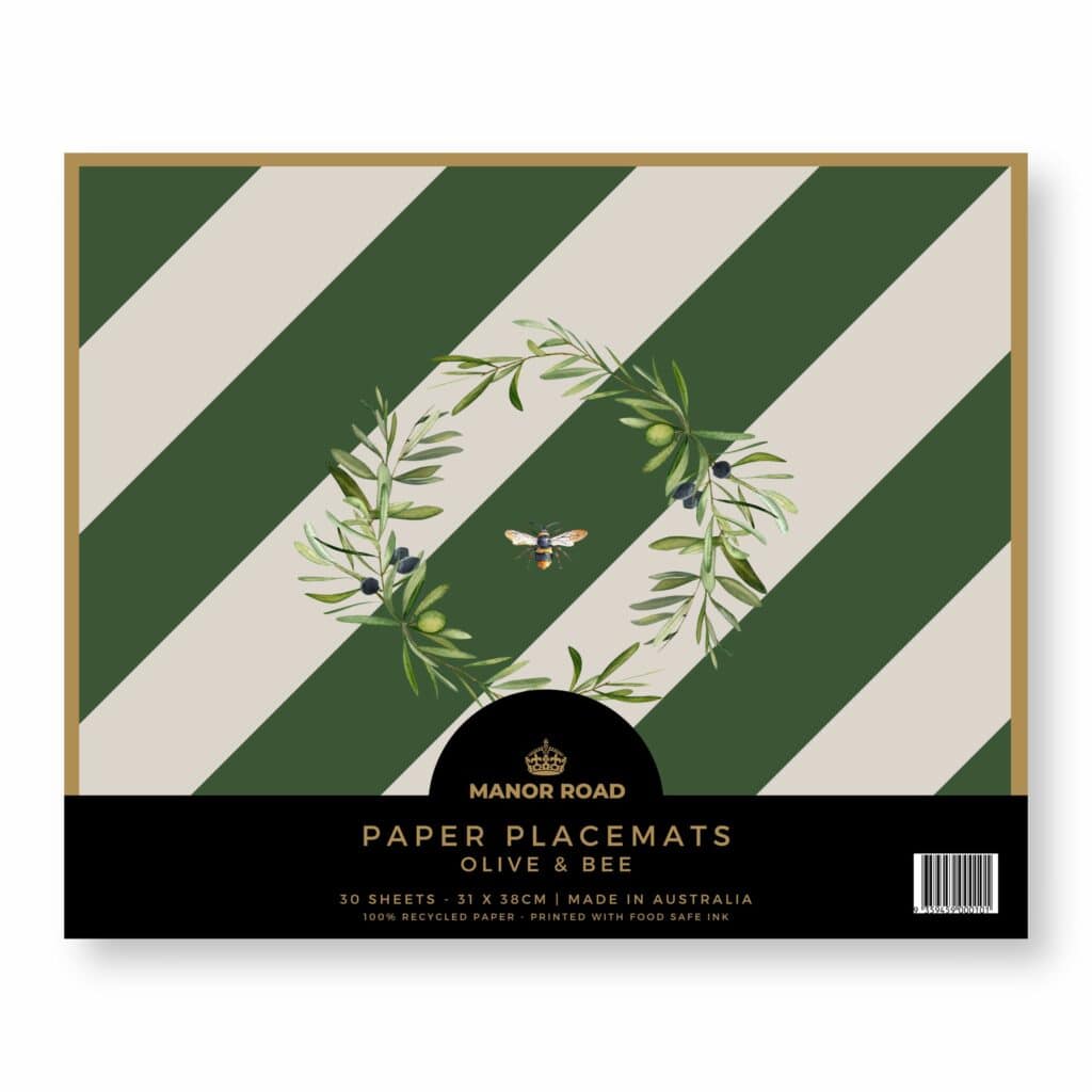 Manor Road Olive & Bee Paper Placemat Pad