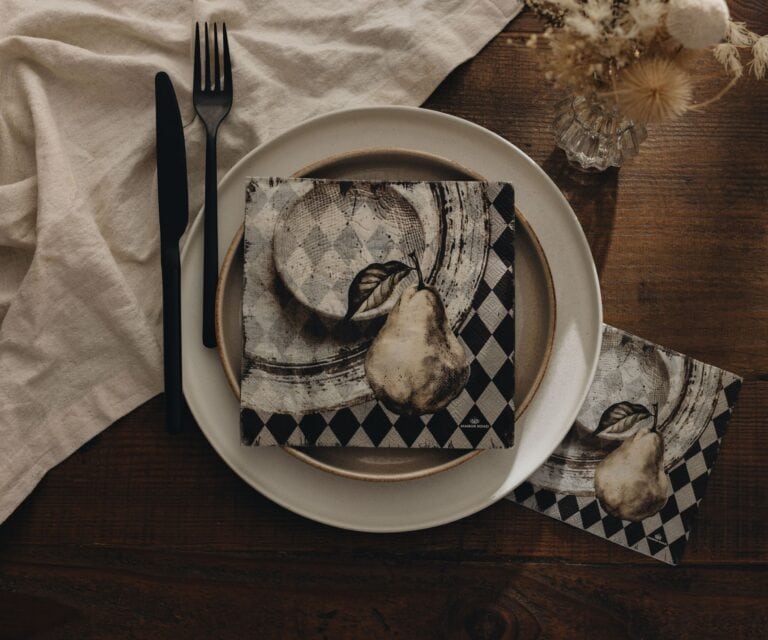 Manor Road Pear & Plate Cocktail Napkins