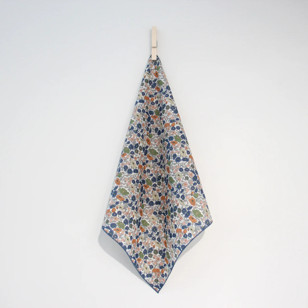 Little Acorn Poppy Forest Blue Liberty Hankie