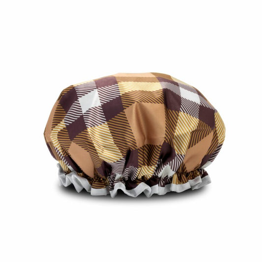 Manor Road Classic Plaid Tan Shower Cap