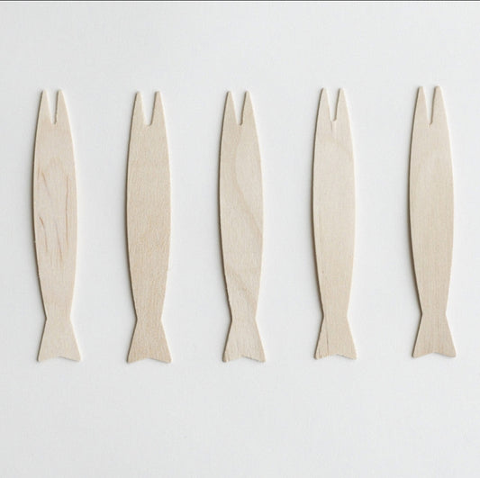 Green Bean Wooden Fish Fork 100pk
