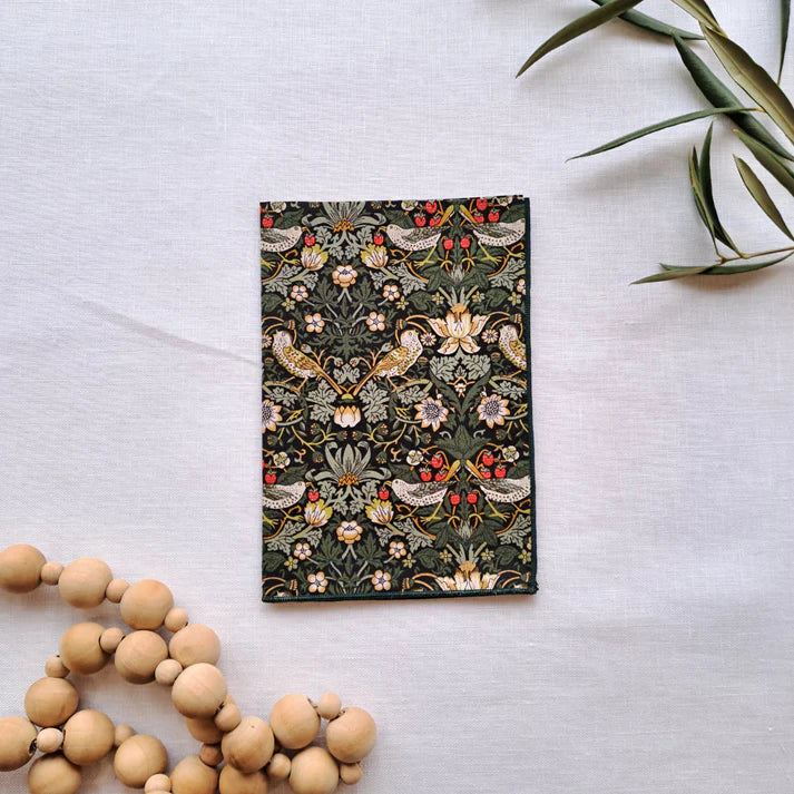 Little Acorn Strawberry Thief Dark Green Liberty Hankie