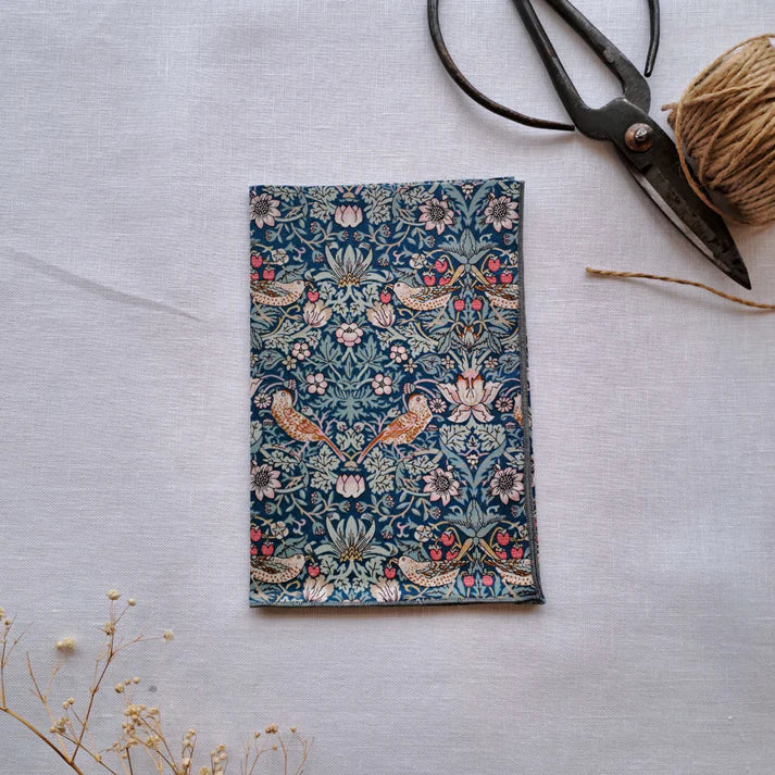 Little Acorn Strawberry Thief Green Liberty Hankie