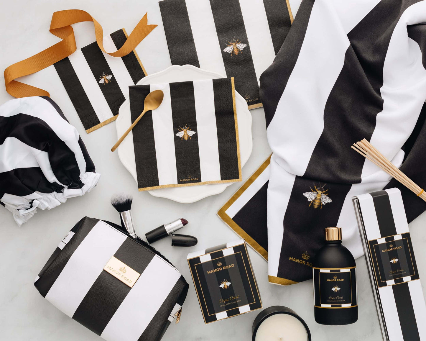 Manor Road Striped Bee Microfiber Tea Towel