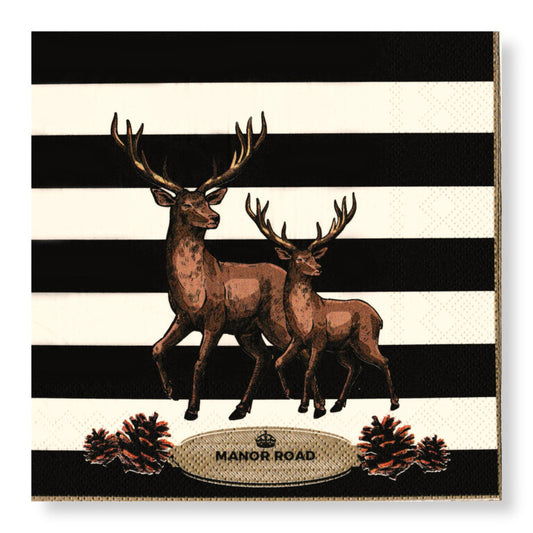 Manor Road Striped Deer Cocktail Napkins