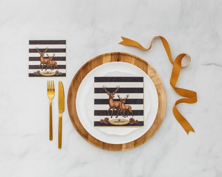 Manor Road Striped Deer Cocktail Napkins