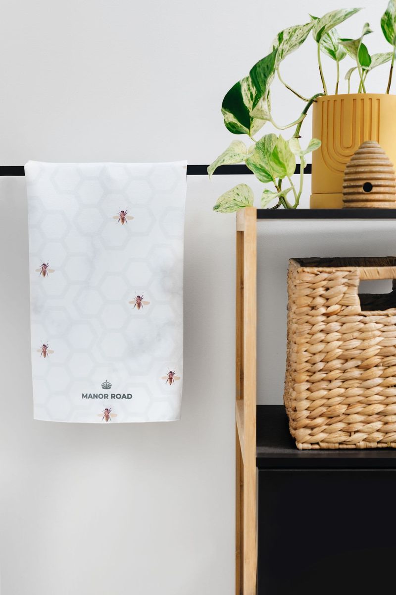 Manor Road Marbled Bee Microfiber Tea Towel
