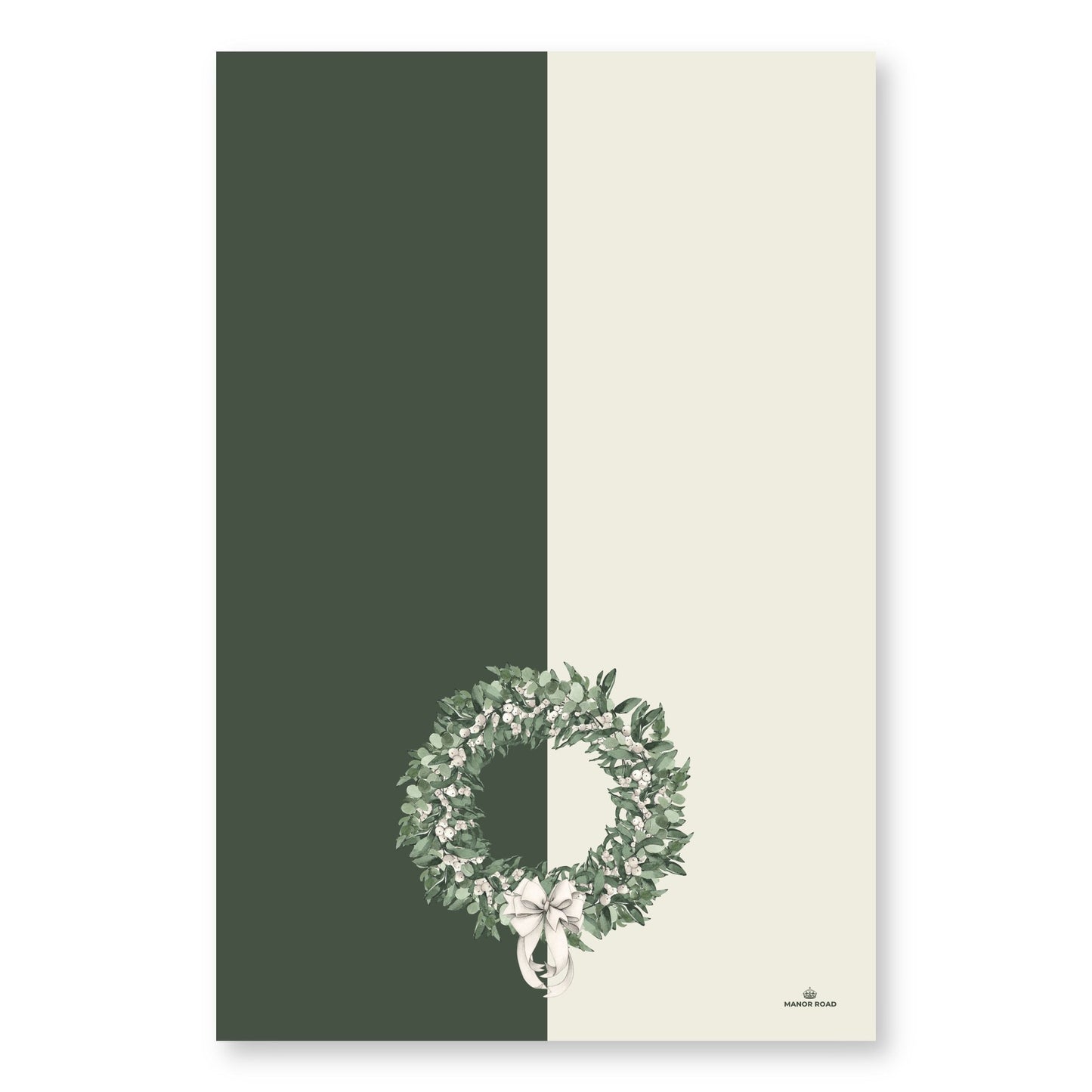 Manor Road White Berry Wreath Microfiber Tea Towel