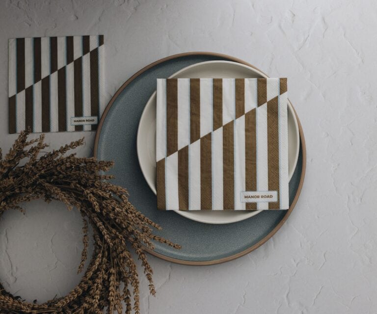 Manor Road Toffee Stripe Cocktail Napkins