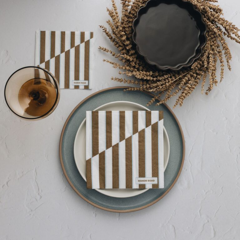 Manor Road Toffee Stripe Luncheon Napkins