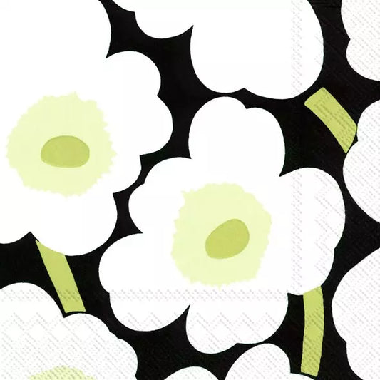 Marimekko Unikko Black Cocktail Napkins