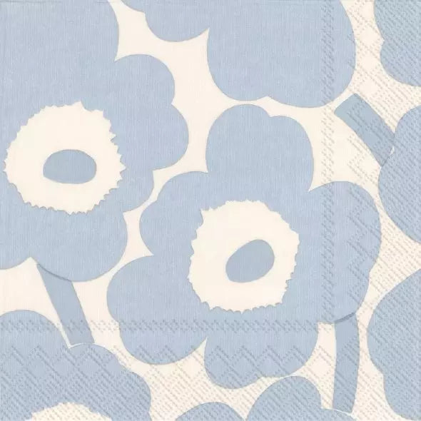 Marimekko Unikko Cream Light Blue Luncheon Napkins