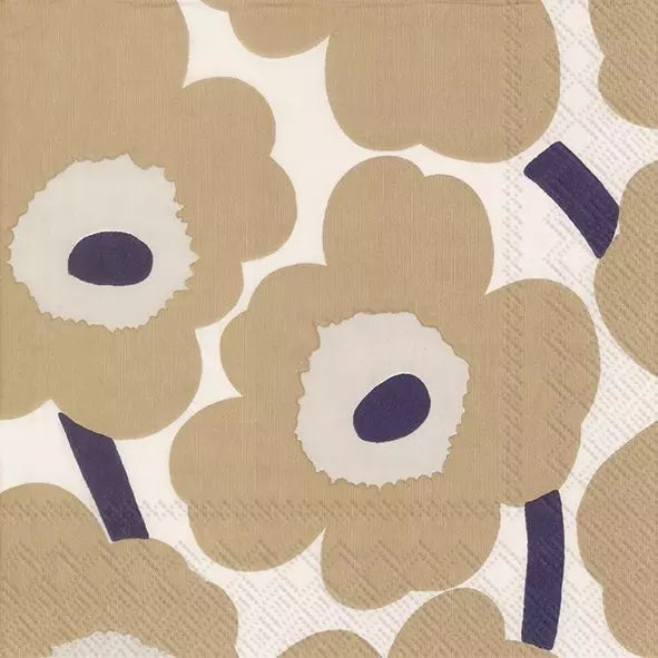 Marimekko Unikko Cream Linen Luncheon Napkins
