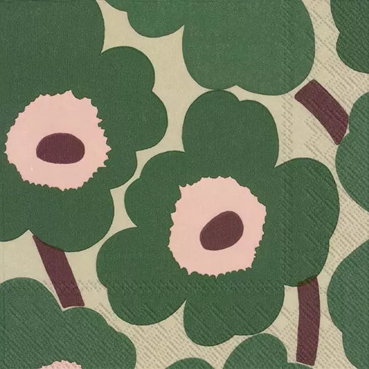 Marimekko Unikko Green Rose Luncheon Napkins