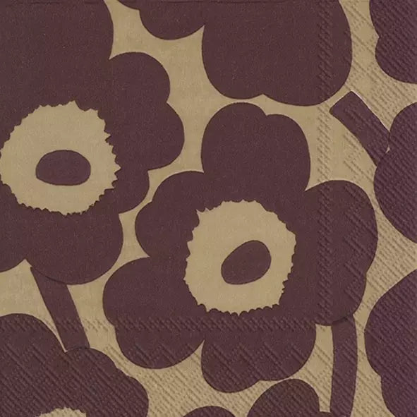 Marimekko Unikko Linen Bordeaux Luncheon Napkins