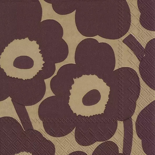Marimekko Unikko Linen Bordeaux Luncheon Napkins