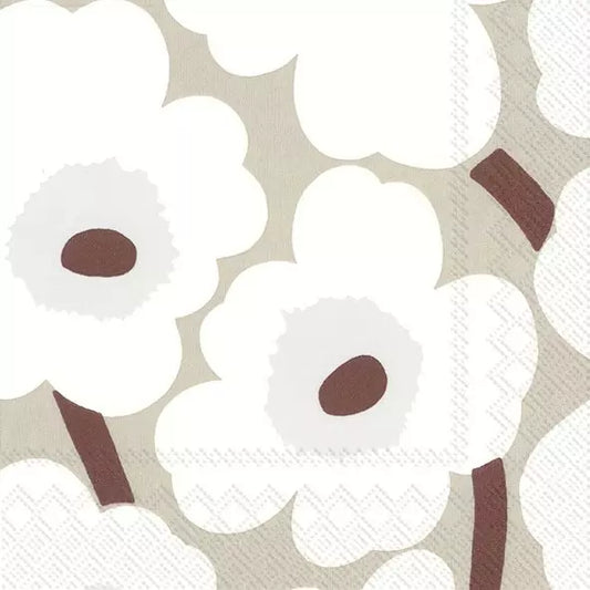 Marimekko Unikko White Linen Luncheon Napkins
