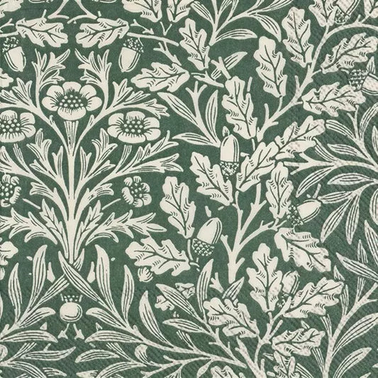 V&A Acorn Green Linen Luncheon Napkins