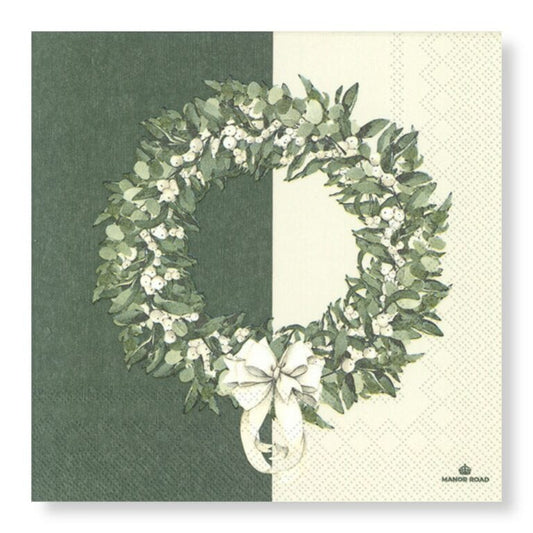 Manor Road White Berry Wreath Cocktail Napkins