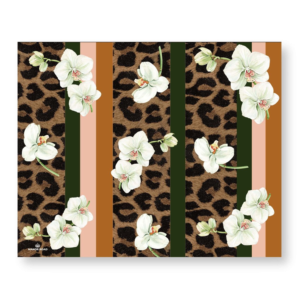 Manor Road White Orchids & Leopard Paper Placemat Pad